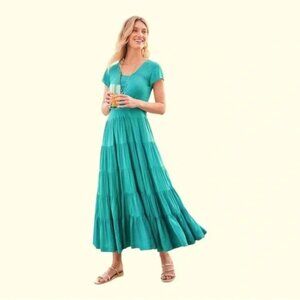 Soft Surroundings Kara Dress Tropical Green Size Petite Medium